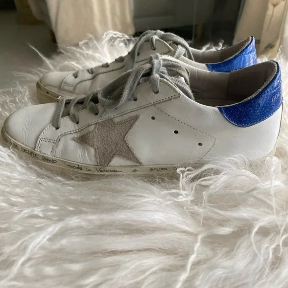 Golden Goose White and Blue Sneakers - Picture 2 of 4